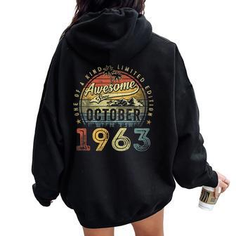 60 Year Old Awesome Since October 1963 60Th Birthday Women Oversized Hoodie Back Print - Thegiftio UK