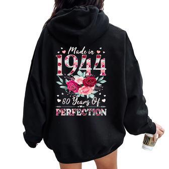 80 Year Old Birthday 1944 Floral 80Th Birthday For Women Women Oversized Hoodie Back Print | Mazezy