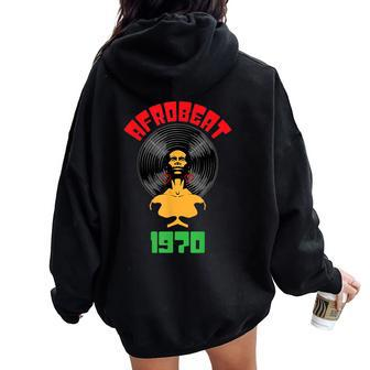 Afrobeat 1970 Vinyl Record Afro Hairstyle Woman Women Oversized Hoodie Back Print | Mazezy