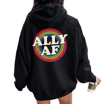 Ally Af Gay Pride Month Lgbt Rainbow Women Oversized Hoodie Back Print | Mazezy