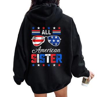 All American Sister 4Th Of July Usa Family Matching Outfit Women Oversized Hoodie Back Print | Mazezy