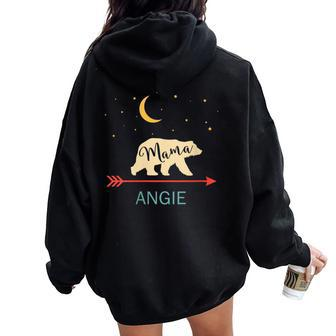 Angie Name Personalized Retro Mama Bear Women Oversized Hoodie Back Print | Mazezy