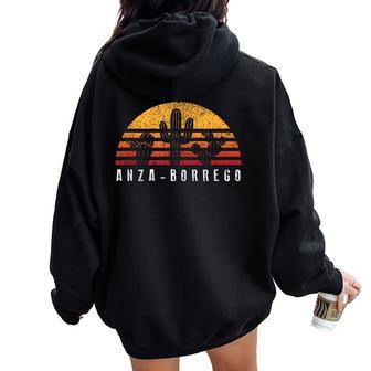 Anza-Borrego Retro Sunset Cactus Cool Vacation Women Oversized Hoodie Back Print | Mazezy