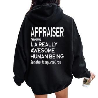 Appraiser Definition Real Estate Property Commercial Women Oversized Hoodie Back Print | Mazezy
