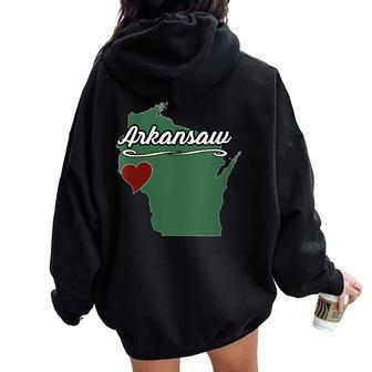 Arkansaw Wisconsin Wi Usa City State Souvenir Women Oversized Hoodie Back Print | Mazezy