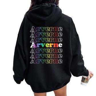 Arverne Lgbt Rainbow Pride Vintage Inspired Women Oversized Hoodie Back Print | Mazezy