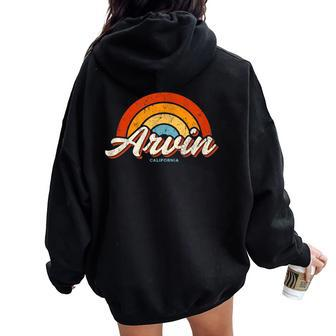 Arvin California Ca Vintage Rainbow Retro 70S Women Oversized Hoodie Back Print | Mazezy
