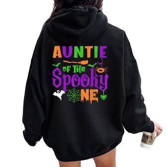 Auntie Of The Spooky One Halloween 1St Birthday Matching Women Oversized Hoodie Back Print | Mazezy