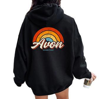 Avon Connecticut Ct Vintage Rainbow Retro 70S Women Oversized Hoodie Back Print | Mazezy DE