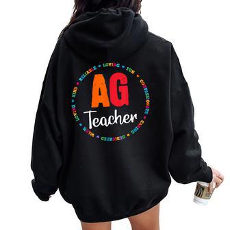 Back To School Agriculture Teachers Squad Ag Teacher Women Oversized Hoodie Back Print | Mazezy