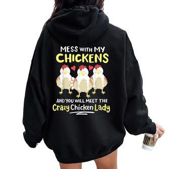 Backyard Crazy Chicken Lady Farmer Women Oversized Hoodie Back Print - Thegiftio UK