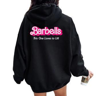 Barbells Pink Retro Workout Classic Girl Loves To Lift Gear Women Oversized Hoodie Back Print - Monsterry UK