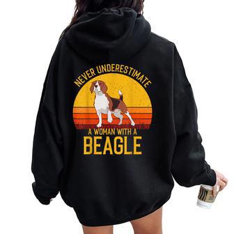 Beagle Never Underestimate A Woman With A Beagle Women Oversized Hoodie Back Print - Monsterry CA