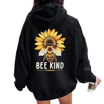 Bee Kind Save The Bees Kindness Women Oversized Hoodie Back Print - Seseable