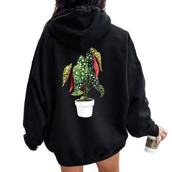 Begonia Maculata House Plant Plants Green Leaf Leaves Wings Women Oversized Hoodie Back Print | Mazezy