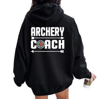 Best Archery Coach Archer Target Board Teacher Women Oversized Hoodie Back Print | Mazezy