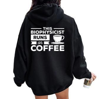 This Biophysicist Runs On Coffee Biophysics Women Oversized Hoodie Back Print | Mazezy