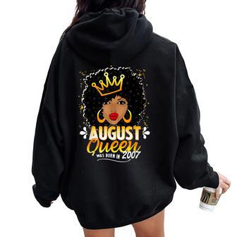 Black Queen August 2007 15Th Birthday 15 Years Old Women Oversized Hoodie Back Print | Mazezy