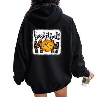 Bleached Basketball Mom Messy Bun Player Mom Game Day Vibes Women Oversized Hoodie Back Print - Monsterry
