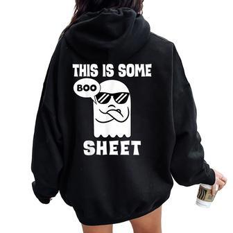 This Is Some Boo Sheet Retro Halloween Costume Women Oversized Hoodie Back Print - Seseable