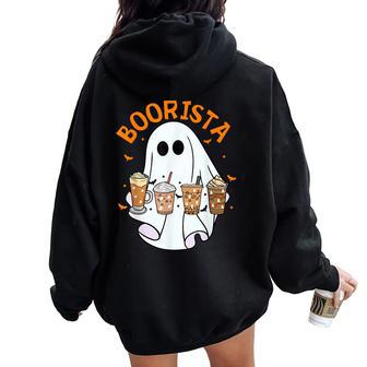Boorista Barista Ghost Coffee Halloween Spooky Season Women Oversized Hoodie Back Print - Monsterry CA