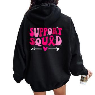 Breast Cancer Awareness Groovy Pink Warrior Support Squad Women Oversized Hoodie Back Print - Monsterry UK