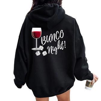 Bunco Night Wine Dice T Women Oversized Hoodie Back Print - Seseable