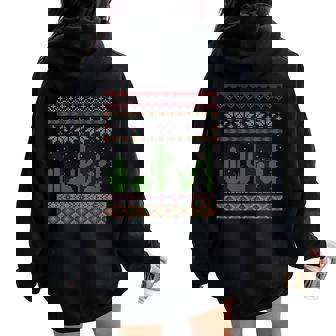 Cactus Ugly Christmas Sweater Southwest Cacti Succulent Women Oversized Hoodie Back Print - Monsterry