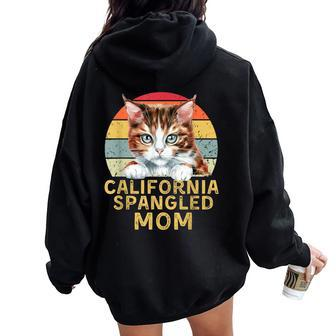 California Spangled Cat Mom Retro Cats Heartbeat Women Oversized Hoodie Back Print | Mazezy