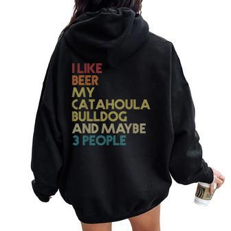 Catahoula Bulldog Dog Owner Beer Lover Quote Vintage Retro Women Oversized Hoodie Back Print | Mazezy