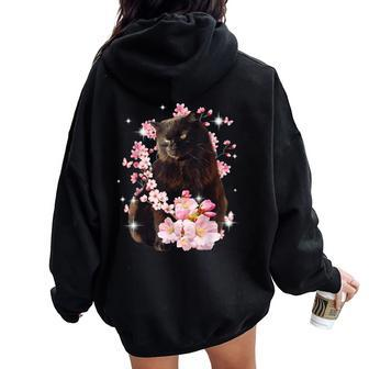 Cherry Blossom Tiffany-Chantilly Cat Floral Flowers Women Oversized Hoodie Back Print | Mazezy
