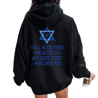 Christian Bible Genesis 123 Bless Israel Love Peace Support Women Oversized Hoodie Back Print | Mazezy