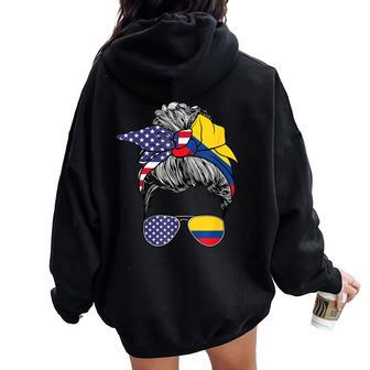 Colombian Girl Usa Heritage American Colombia Flag Women Oversized Hoodie Back Print | Mazezy