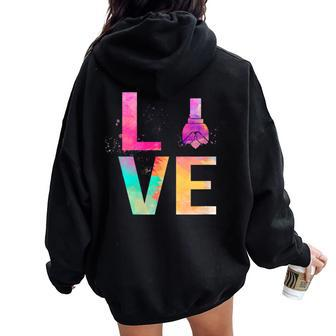 Colorful Exhibition Drill Mom Exhibition Drill Women Oversized Hoodie Back Print | Mazezy
