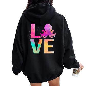 Colorful Octopus Mom Octopus Women Oversized Hoodie Back Print | Mazezy