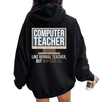 Computer Teacher Definition Computer Literacy Teacher Women Oversized Hoodie Back Print | Mazezy