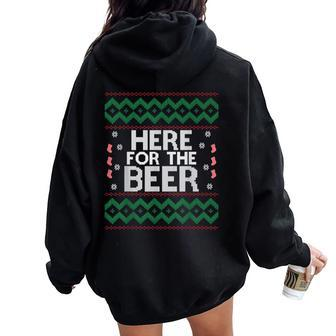 Cool Beer Holiday Ugly Christmas Sweater Women Oversized Hoodie Back Print - Monsterry