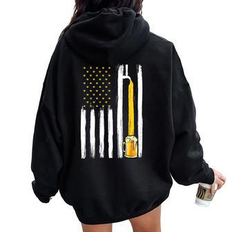 Craft Beer American Flag Usa 4Th Of July Brewery America Women Oversized Hoodie Back Print | Mazezy