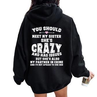 Crazy Sister Partner In Crime Girls Women Oversized Hoodie Back Print | Mazezy