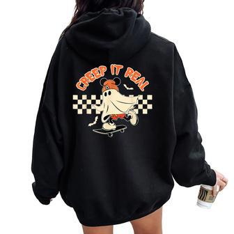 Creep It Real Halloween Spooky Ghost Mouse Women Oversized Hoodie Back Print - Monsterry DE