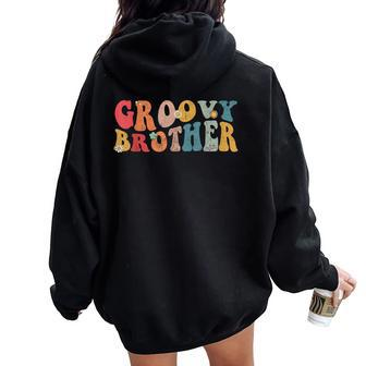 Cute Groovy Brother Colorful Birthday Matching Family Women Oversized Hoodie Back Print - Thegiftio UK