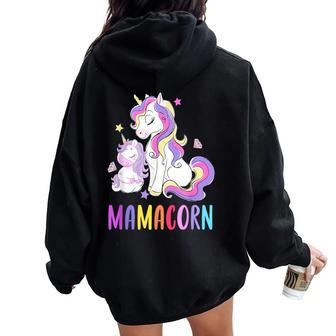 Cute Mamacorn Unicorn 2021 Rainbow Colors Women Oversized Hoodie Back Print - Seseable