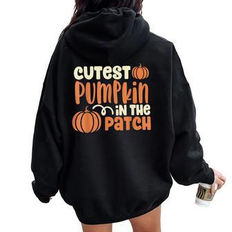 Cutest Pumpkin In The Patch Halloween Costume Girls Women Oversized Hoodie Back Print - Thegiftio UK