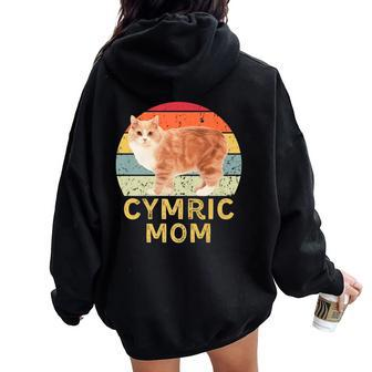 Cymric Cat Mom Retro Vintage Cats Lovers & Owners Women Oversized Hoodie Back Print | Mazezy