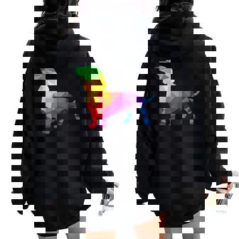 Dachshund Gay Pride Lgbt Rainbow Flag Dog Lovers Lgbtq Women Oversized Hoodie Back Print | Mazezy