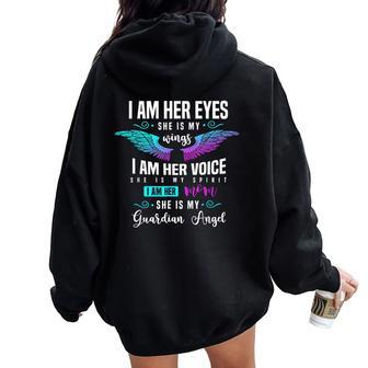 My Daughter Is My Guardian Angel I Am Her Mom Grief Women Oversized Hoodie Back Print | Mazezy