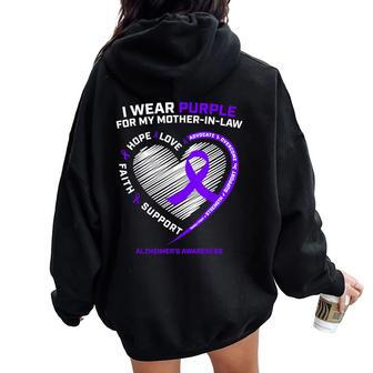 Dementia Mother In Law Purple Mom Alzheimers Awareness Women Oversized Hoodie Back Print | Mazezy