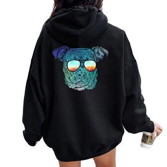 Disco Groovy Treeing Tennessee Brindle Dog Women Oversized Hoodie Back Print | Mazezy