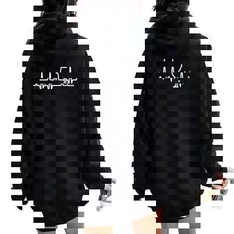 Ekg Wine Wine Heartbeat Pulse Women Oversized Hoodie Back Print - Seseable