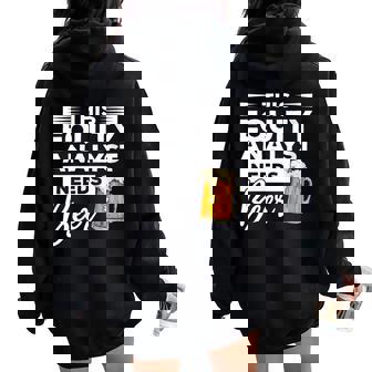 This Equity Analyst Needs Beer Women Oversized Hoodie Back Print | Mazezy